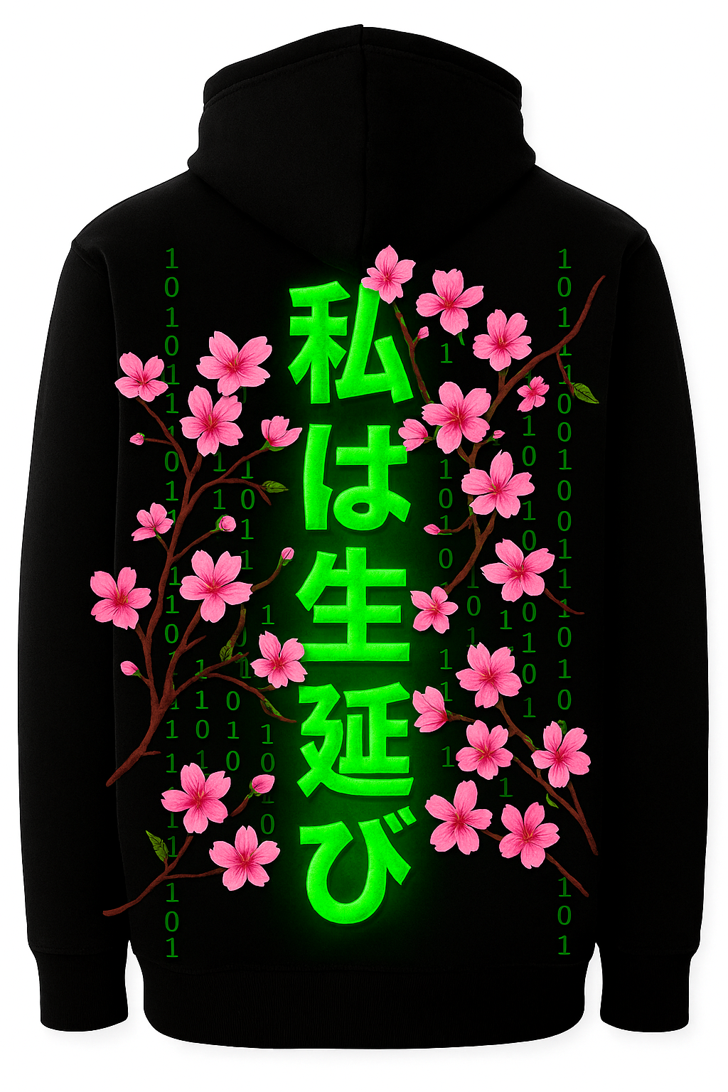 The Sakura Survival Hoodie — Binary Blooms, Spirit Wears the Glow